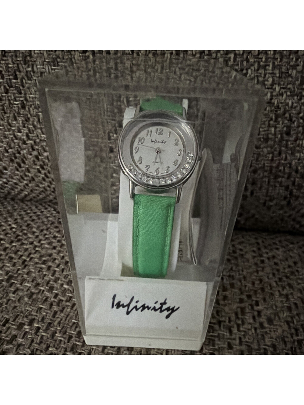 Infinity Women's Watch With Floating Crystals in Silver Case with White Face